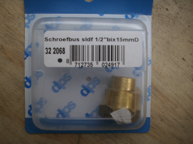schroefbus soldeer fitting 1/2"x15mm